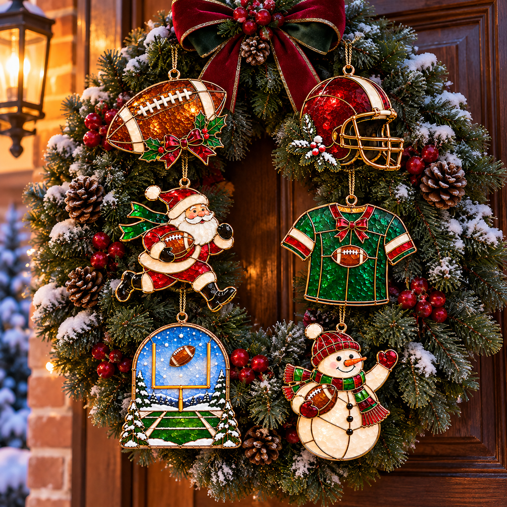 🎄 2026 Christmas Football Ornaments – Set of 6 Festive Football Holiday Keepsakes