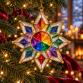 ✨ 2026 Magical Stained Glass Christmas Ornaments – Set of 6 |  Crystal Castle, Candy, Rocket, Rainbow Star & Heart Hanging Decorations | Colorful Christmas Tree Ornaments & Holiday Gifts