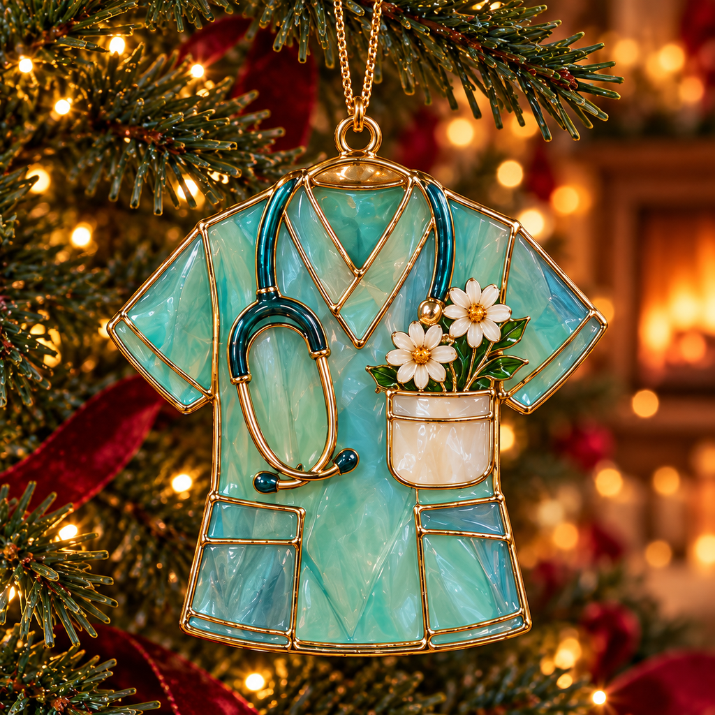✨ 2026 Nurse Appreciation Stained Glass Christmas Ornaments – Set of 6