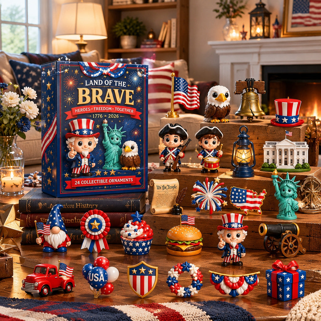 250 Years of American Spirit Acrylic Ornaments Advent Calendar, 24Pcs Patriotic Hanging Decor Gift Box