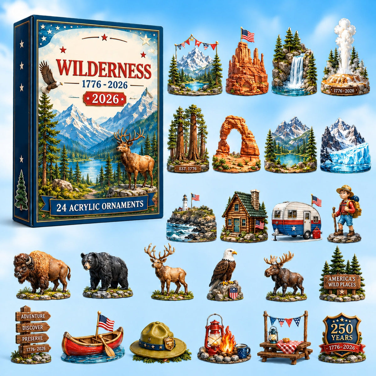 250 Years of American Wilderness Blind Box | 24Pcs Ornaments Advent Calendar