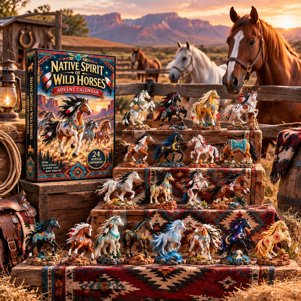 Spirit of Wild Horses Advent Calendar 2026 - 24-Day Festive Countdown, Acrylic Charms Blind Box