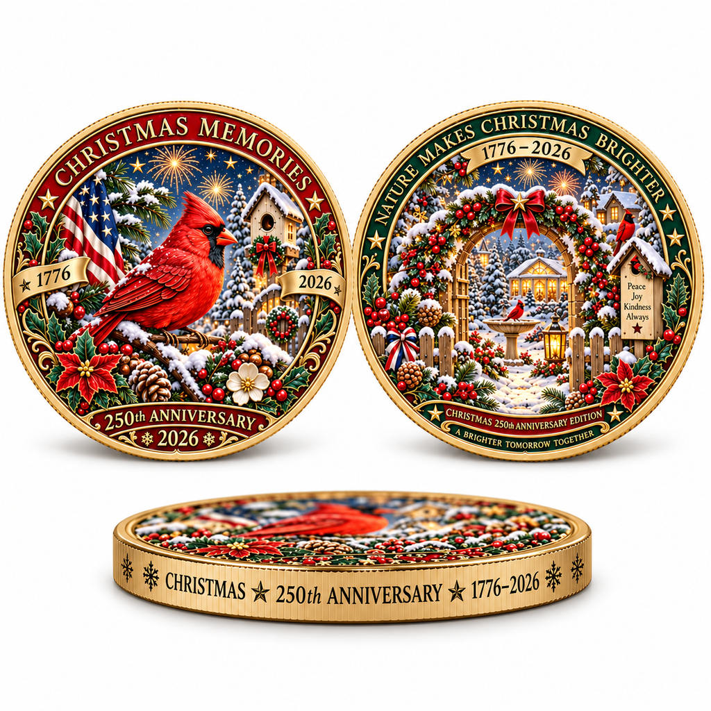 2026 "Christmas Memories" - 250th Anniversary Commemorative Coin, a double-sided holiday collectible.