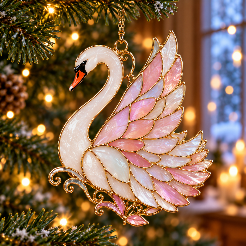 🎄 2026 Christmas Swan Ornaments – Set of 6 Elegant Holiday Keepsakes