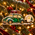 Vintage Christmas Rides – 6-Piece Stained-Glass Style Car Ornament Set