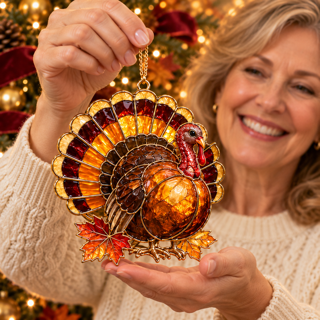 ✨ 2026 Thanksgiving Stained Glass Ornaments – Set of 6