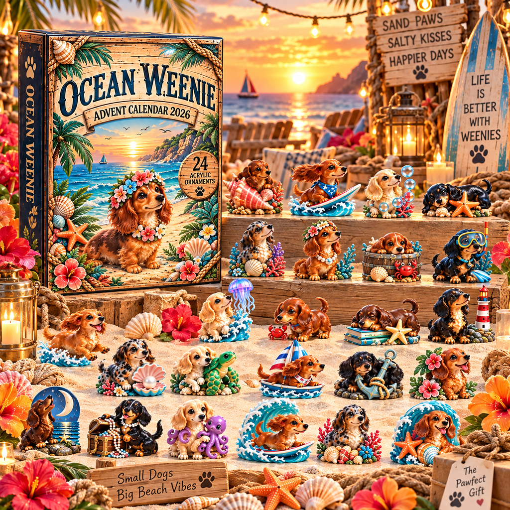 Surfing Dachshund Advent Calendar - 24 Days of Ocean-Themed Surprises