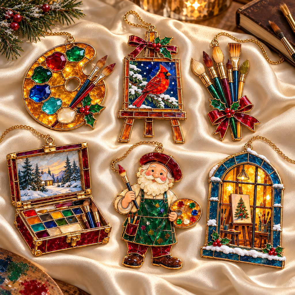 🎨 2026 Christmas Artist Ornaments – Set of 6 Creative Holiday Keepsakes