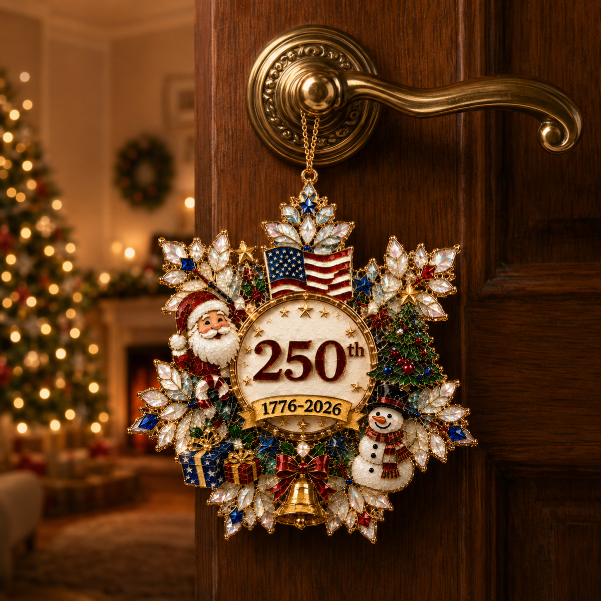 USA 250th Anniversary Snowflake Christmas Ornament – Patriotic Holiday Keepsake 1776–2026