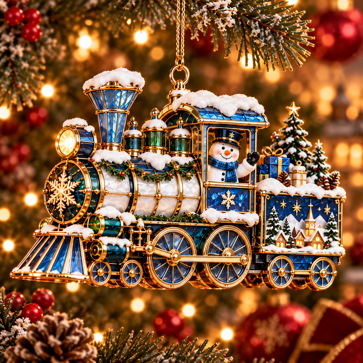 Christmas Magic Express – 6-Piece Vintage Christmas Train Ornament Collection | Santa, Snowman, Nutcracker & More