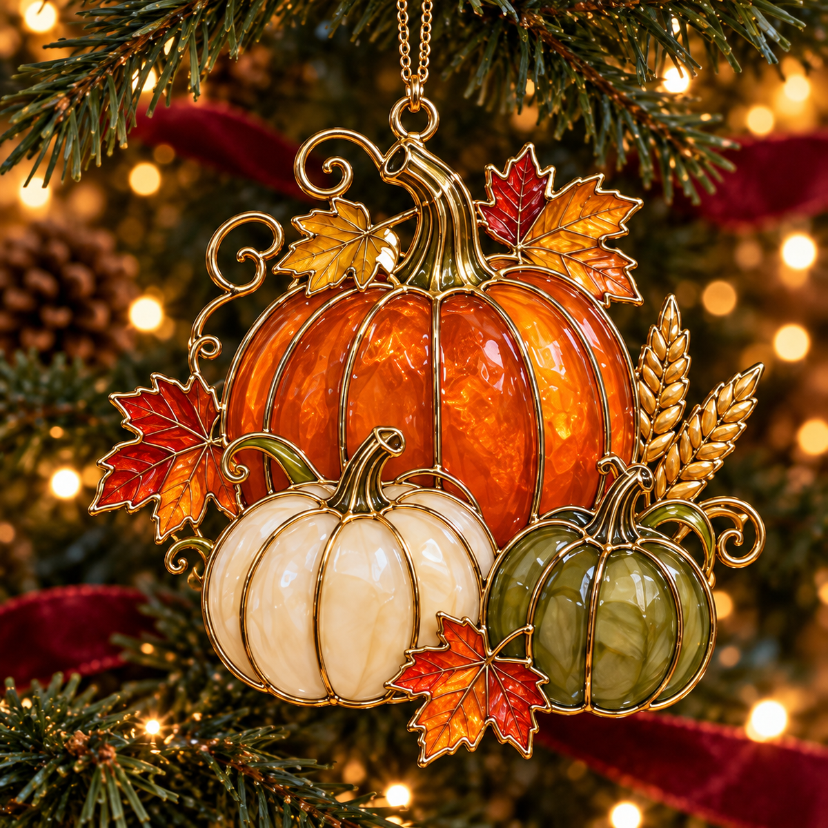 ✨ 2026 Thanksgiving Stained Glass Ornaments – Set of 6