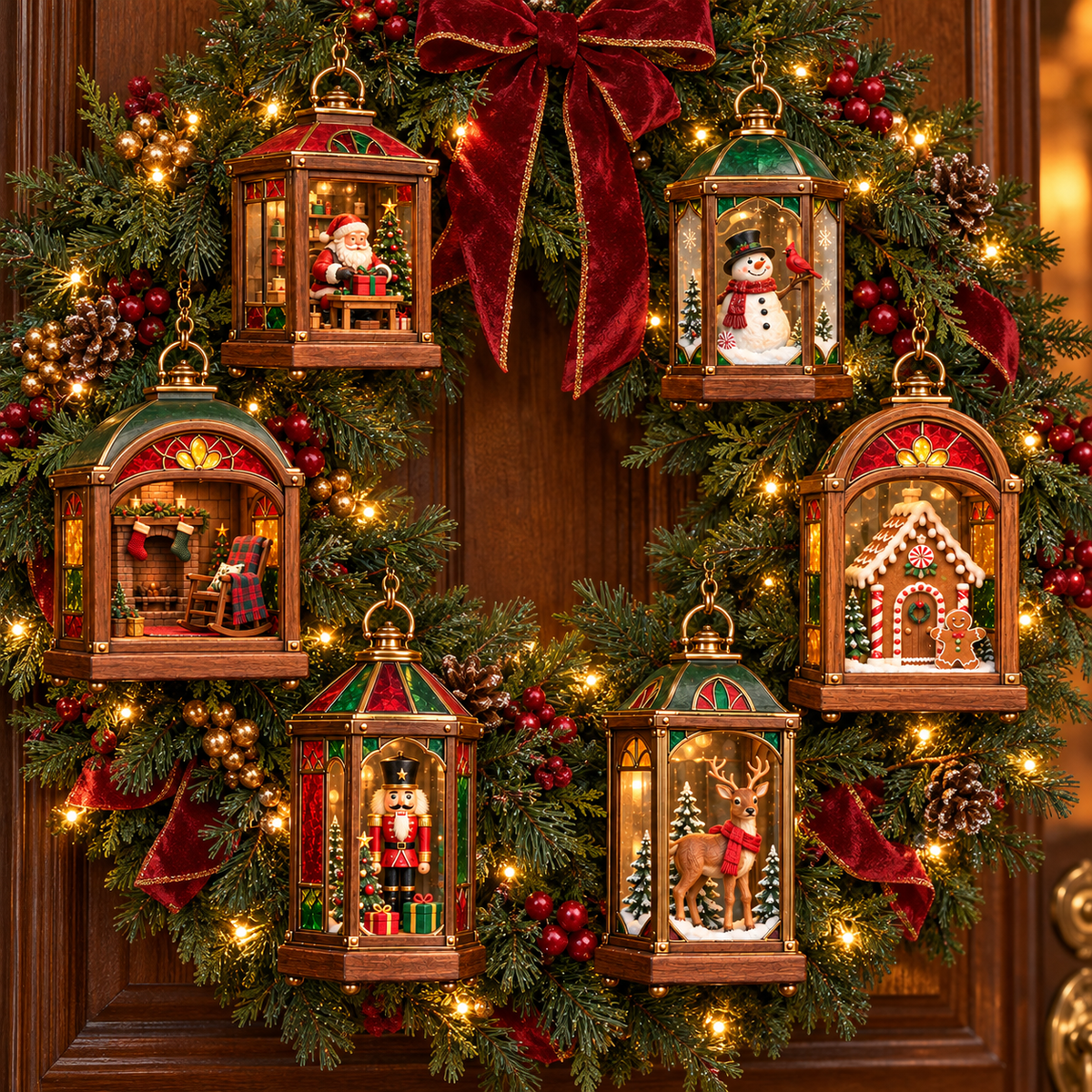 🏮 2026 Christmas Lantern Ornaments – Set of 6 Vintage Holiday Keepsakes