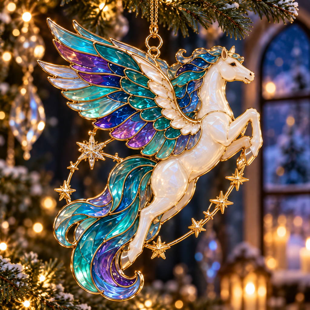 ✨ 2026 Enchanted Stained Glass Unicorn Christmas Ornaments – Set of 6