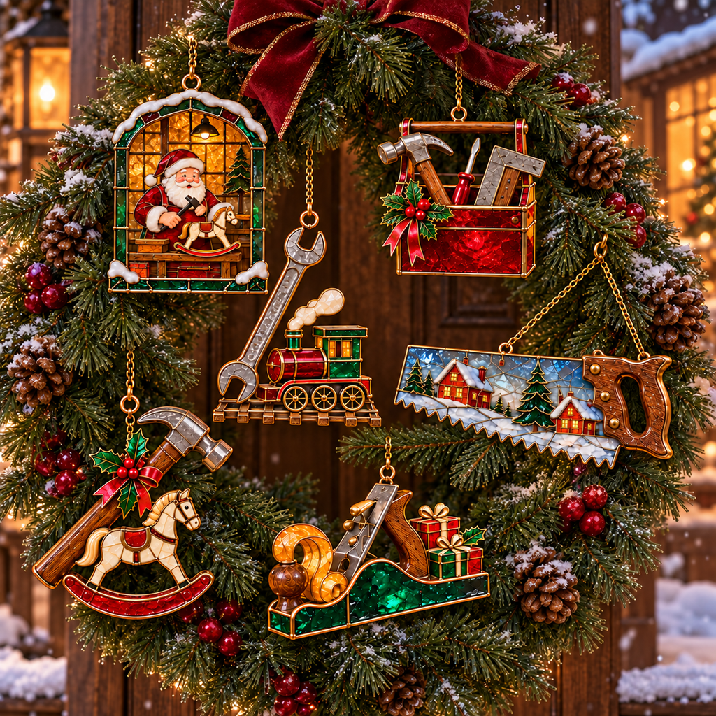 🪚 2026 Christmas Woodworking Ornaments – Set of 6 Festive Carpenter Holiday Keepsakes