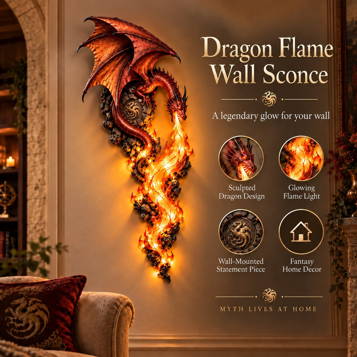 🔥Last Day 49% OFF -🐉 Dragonfire Guardian™ Wall Sconce – A Legendary Flame Awakens On Your Wall 🔥