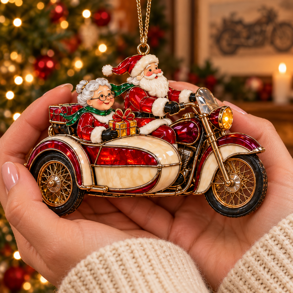🏍️ 2026 Santa Claus Motorcycle Christmas Ornaments – Set of 6 Vintage Holiday Biker Keepsakes