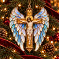 2026 Sacred Light — Vintage Stained Glass–Style Crucifix Christmas Ornaments | Set of 6