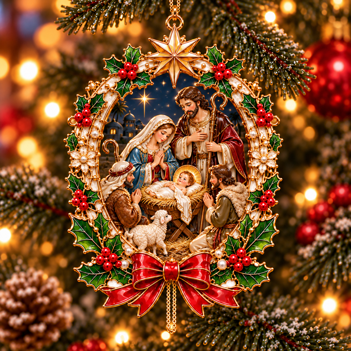 2026 Nativity Christmas Ornaments – 6-Piece Holy Family & Bethlehem Keepsake Collection | Faith-Inspired Christmas Tree Decorations & Meaningful Religious Gifts
