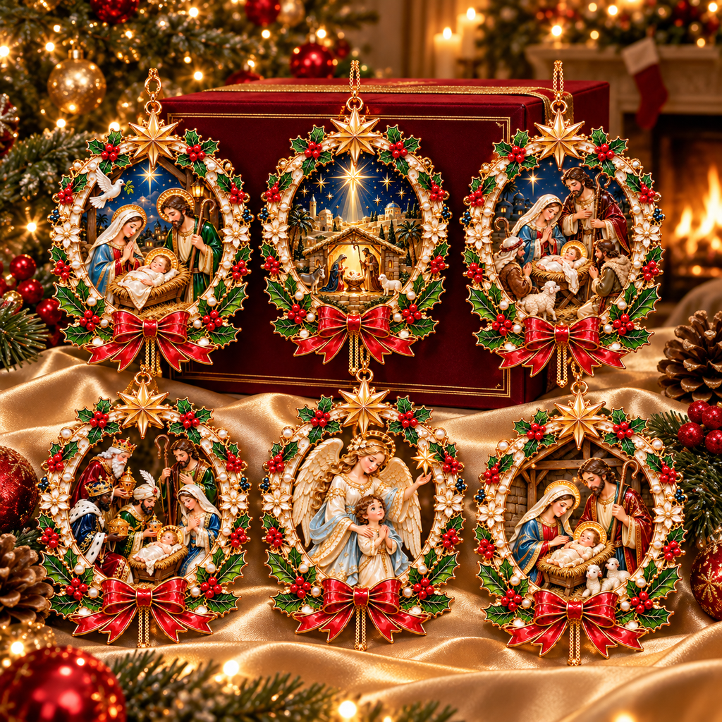 2026 Nativity Christmas Ornaments – 6-Piece Holy Family & Bethlehem Keepsake Collection | Faith-Inspired Christmas Tree Decorations & Meaningful Religious Gifts