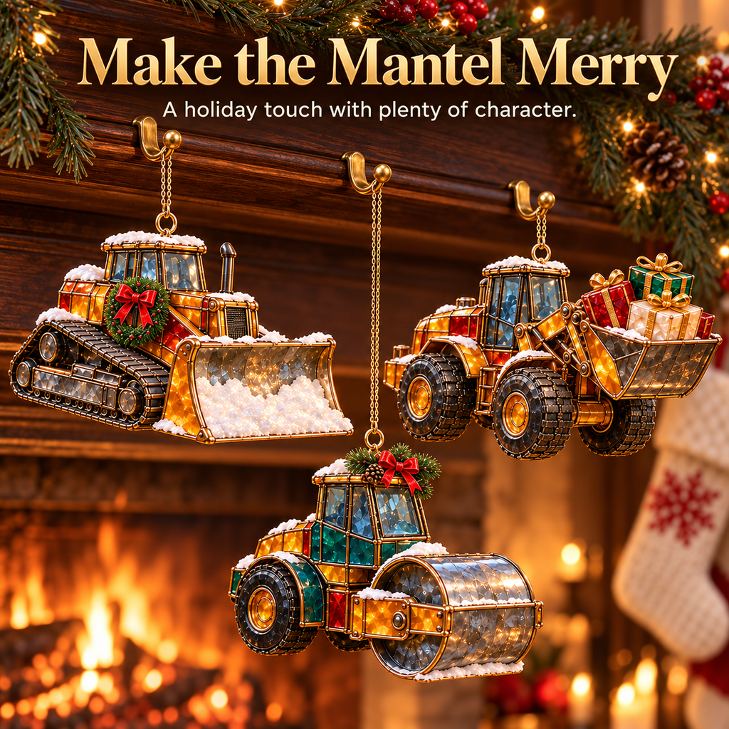 Christmas Construction Crew Ornaments – 6-Piece Heavy Equipment Holiday Gift Set