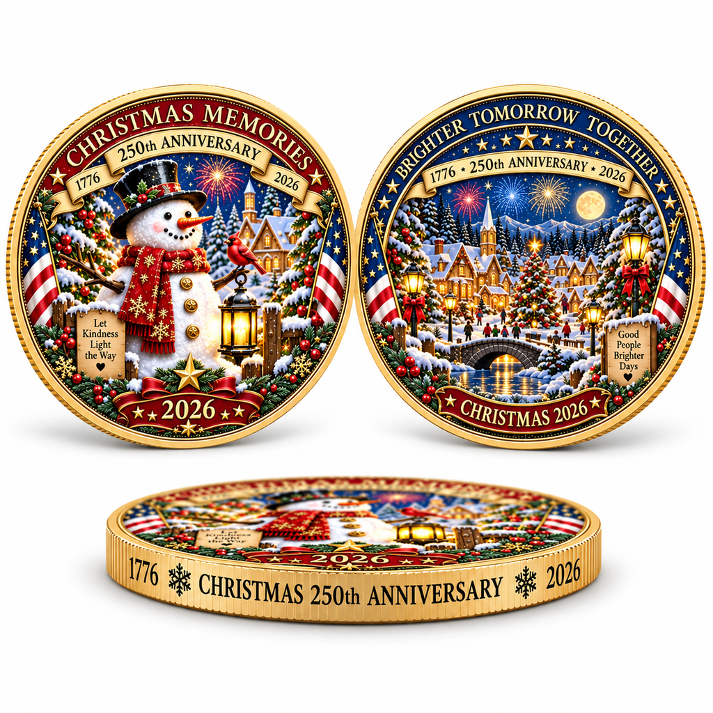 2026 "Christmas Memories" - 250th Anniversary Commemorative Coin, a double-sided holiday collectible.
