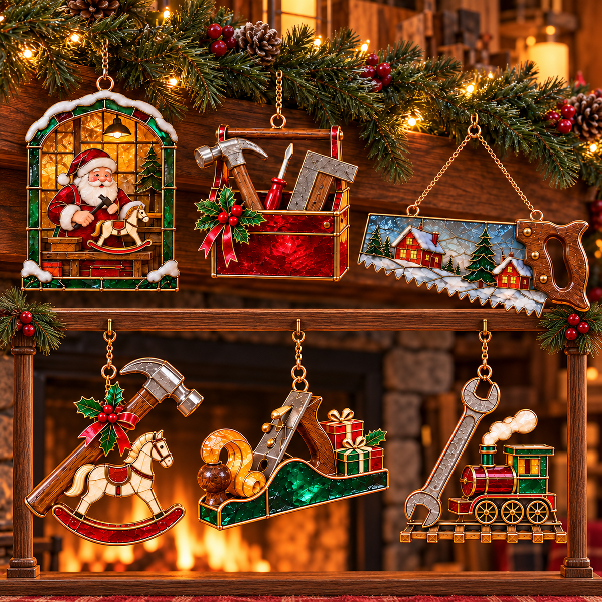 🪚 2026 Christmas Woodworking Ornaments – Set of 6 Festive Carpenter Holiday Keepsakes