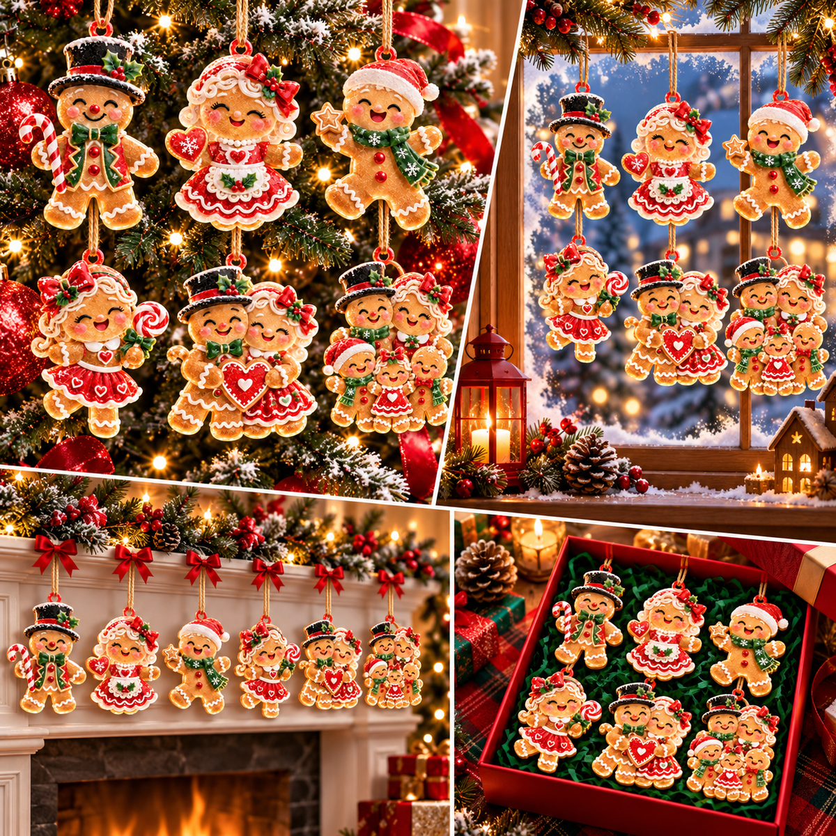6-Piece Gingerbread Christmas Ornament Collection – Adorable  Gingerbread Family, Couple & Holiday Characters | Festive Christmas Tree Hanging Decorations, Sweet Family Keepsake Gifts
