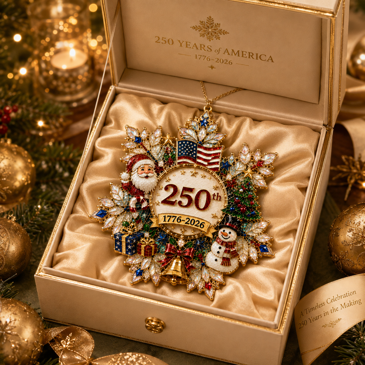 USA 250th Anniversary Snowflake Christmas Ornament – Patriotic Holiday Keepsake 1776–2026