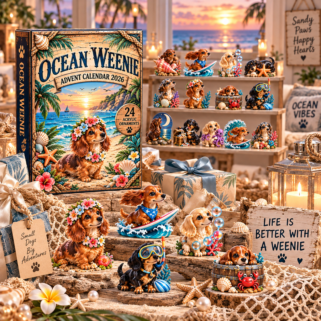 Surfing Dachshund Advent Calendar - 24 Days of Ocean-Themed Surprises