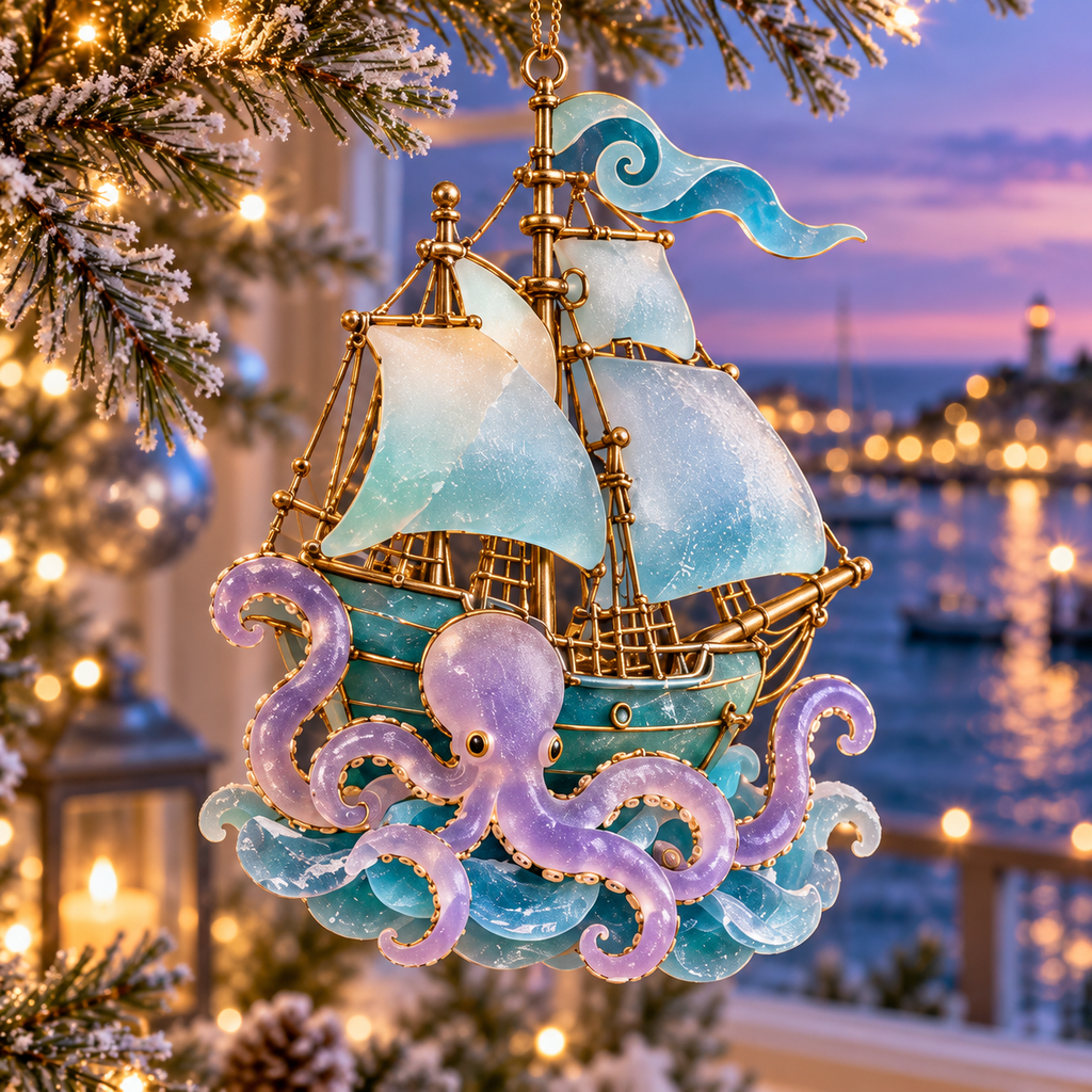 ⛵ 2026 Coastal Christmas Sailing Ship Ornaments – Set of 6 Nautical Holiday Keepsakes