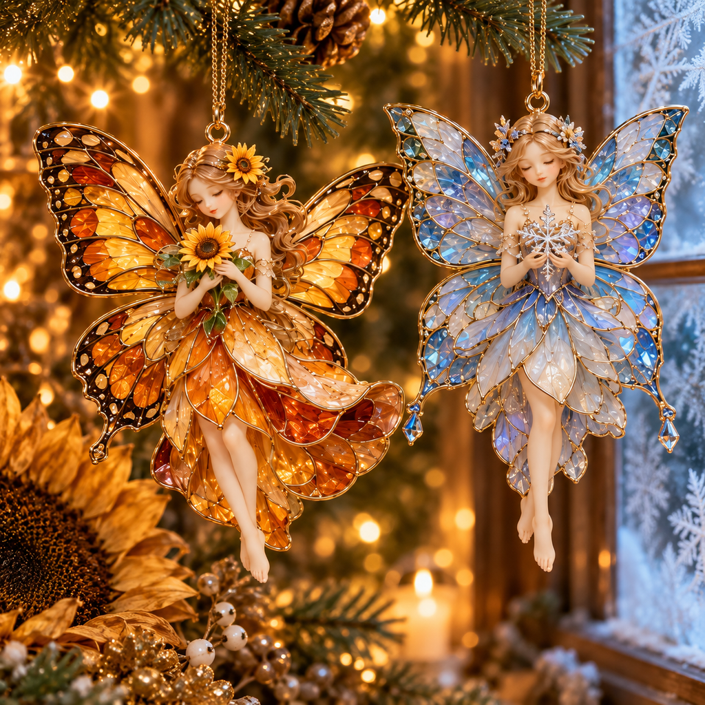 ✨ 2026 Enchanted Stained Glass Fairy Christmas Ornaments – Set of 6
