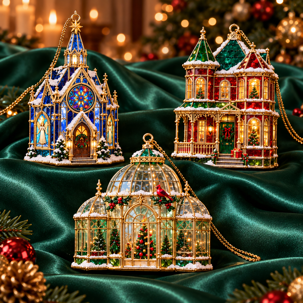 🏘️ 2026 Christmas Village House Ornaments – Set of 6 Vintage Holiday Keepsakes