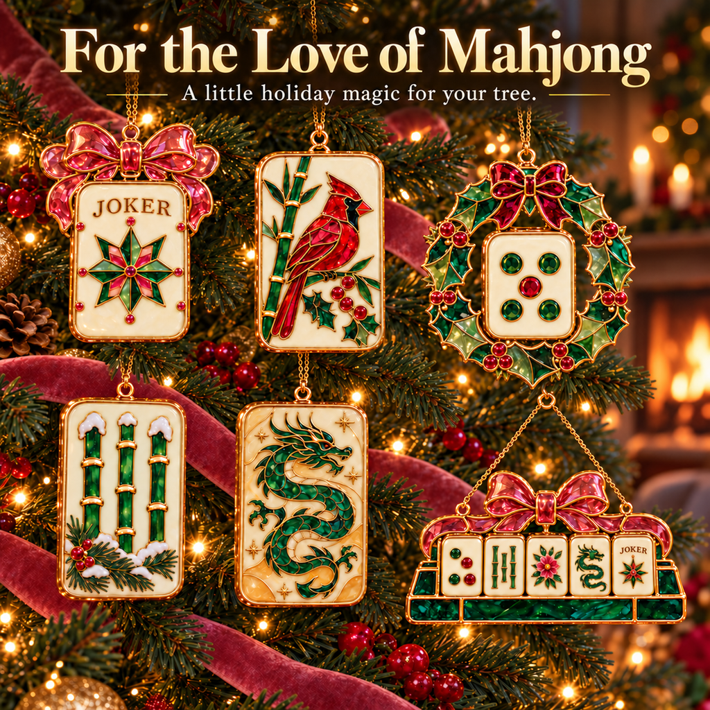 Merry Mahjong Christmas Ornaments – 6-Piece Holiday Gift Set for Mahjong Lovers