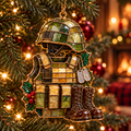 ✨ 2026 Military Christmas Ornaments – Set of 6 |  Vintage Stained Glass Tactical Vest, Military Helmet, Rifle & Soldier Gear Hanging Decorations | Christmas Tree Ornaments & Unique Gifts for Veterans & Military Families
