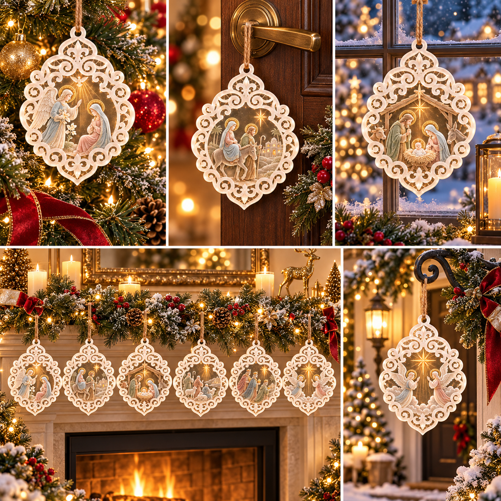 6-Piece Nativity Christmas Ornament Collection – Elegant  Holy Family, Guardian Angels, Three Wise Men & Bethlehem Scene Ornaments | Religious Christmas Tree Decorations & Christian Keepsake Gifts