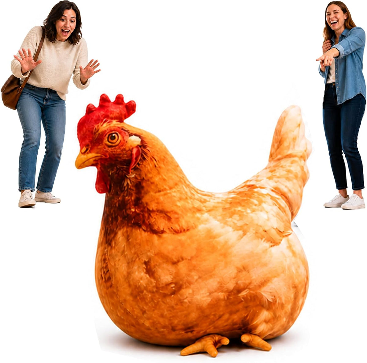 Chicken-Shaped Plush Pillow - Cute Hen Stuffed Animal, Realistic Look Home Decorative Cushion🐔