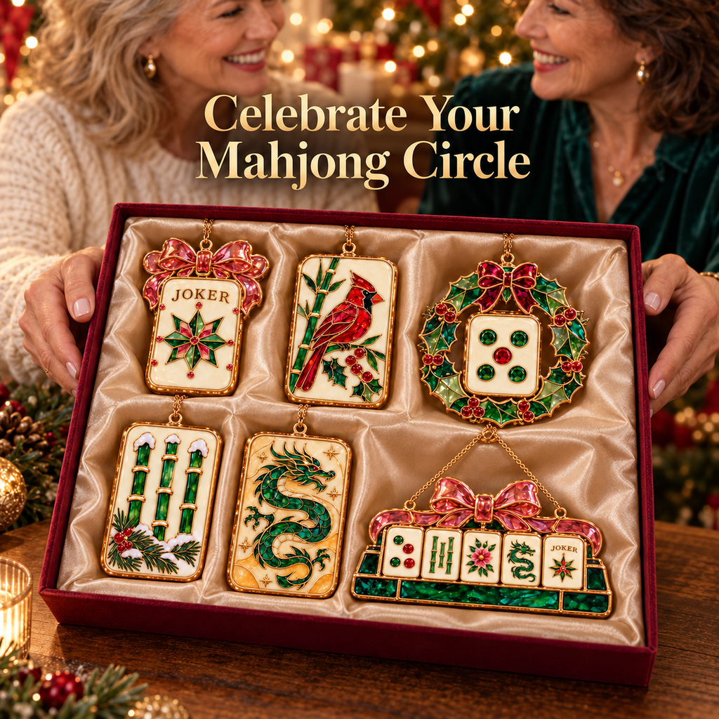 Merry Mahjong Christmas Ornaments – 6-Piece Holiday Gift Set for Mahjong Lovers