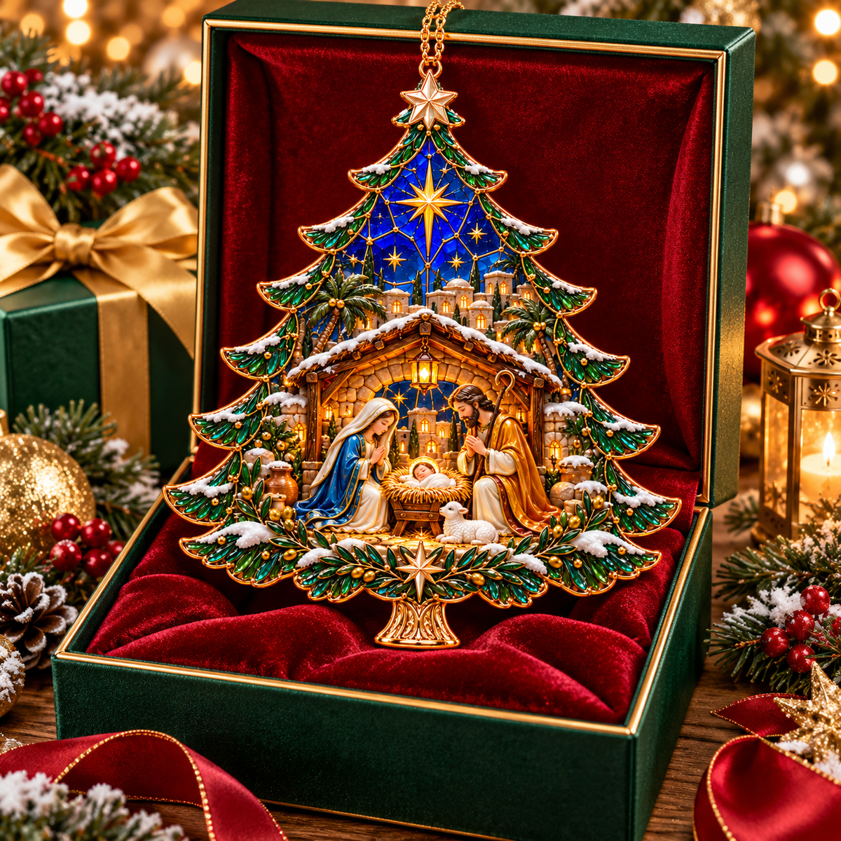 2026 Nativity Christmas Tree Ornament – Stained Glass Holy Family Keepsake, Meaningful Faith Gift & Holiday Décor