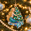 Ocean Enchantment – Vintage Stained-Glass Style Mermaid Christmas Ornaments, Set of 6