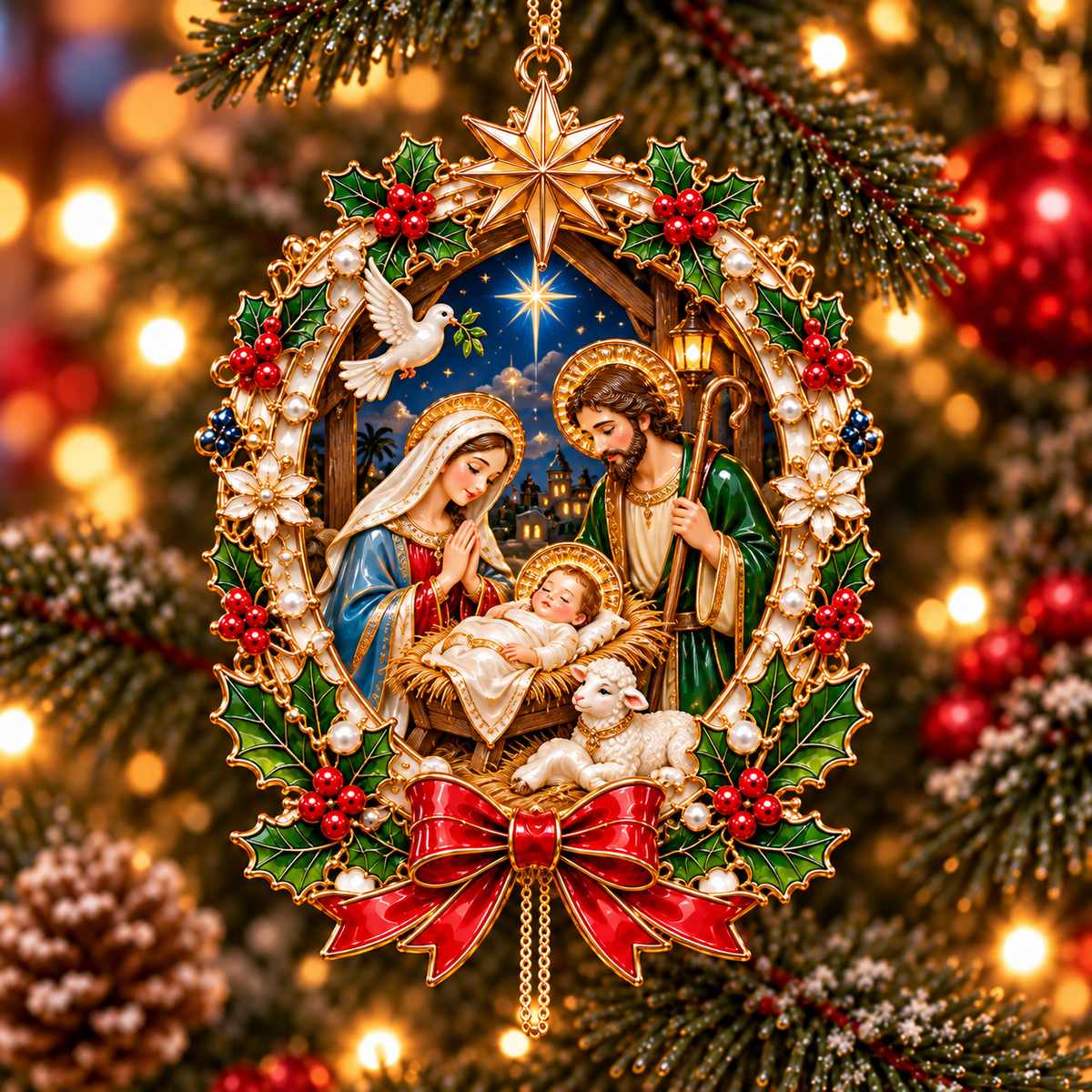 2026 Nativity Christmas Ornaments – 6-Piece Holy Family & Bethlehem Keepsake Collection | Faith-Inspired Christmas Tree Decorations & Meaningful Religious Gifts