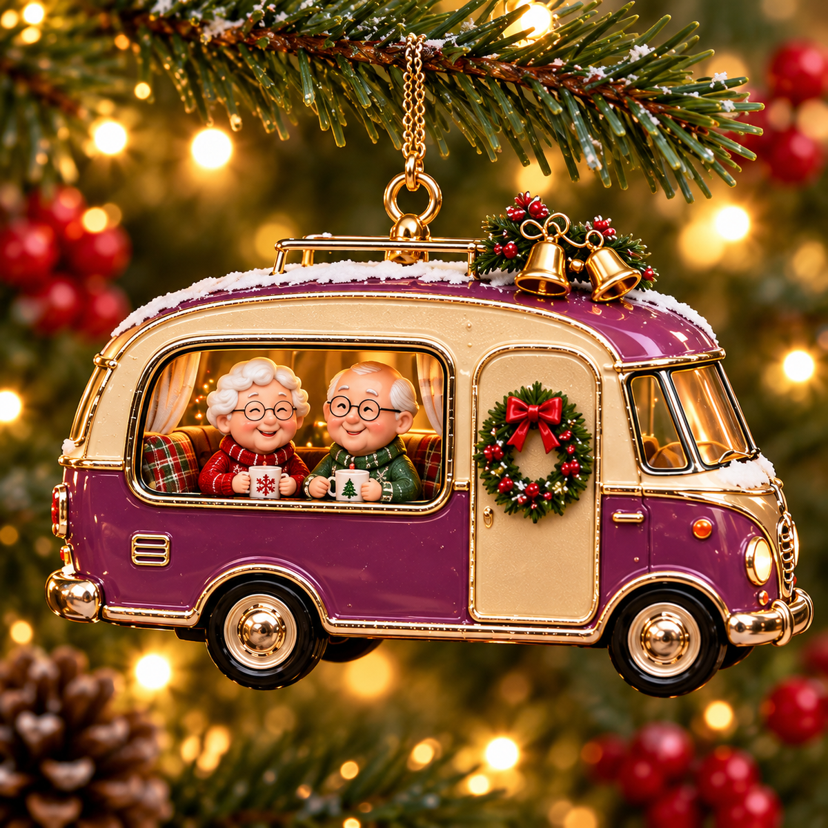Vintage Christmas Camper Ornaments – 6-Piece Retro Holiday RV Collection | Cozy Christmas Tree Decorations & Heartwarming Keepsake Gifts