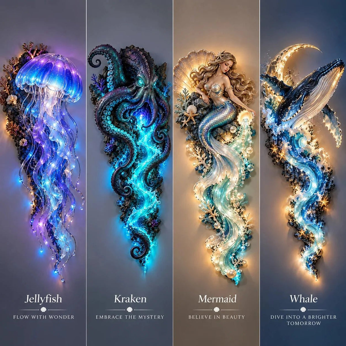 ⏰Limited Stock 50% OFF - 🌊✨ Enchanted Ocean Legends™ Lighted Wall Décor Collection 🐋🧜‍♀️