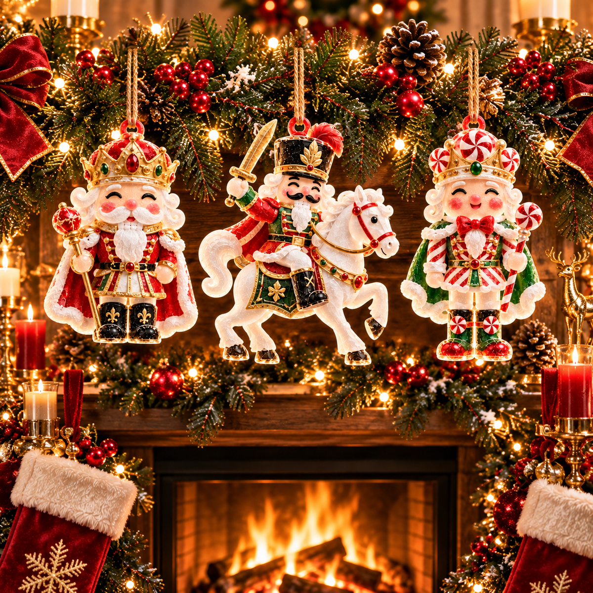6-Piece Christmas Nutcracker Ornament Collection – Royal King, Toy Soldiers, Drummer & Cavalry Nutcracker Christmas Tree Decorations | Vintage Holiday Hanging Ornaments & Festive Keepsake Gifts