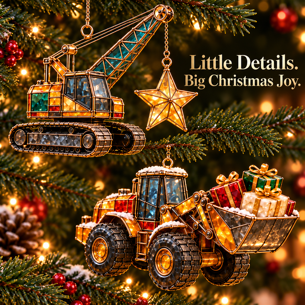 Christmas Construction Crew Ornaments – 6-Piece Heavy Equipment Holiday Gift Set