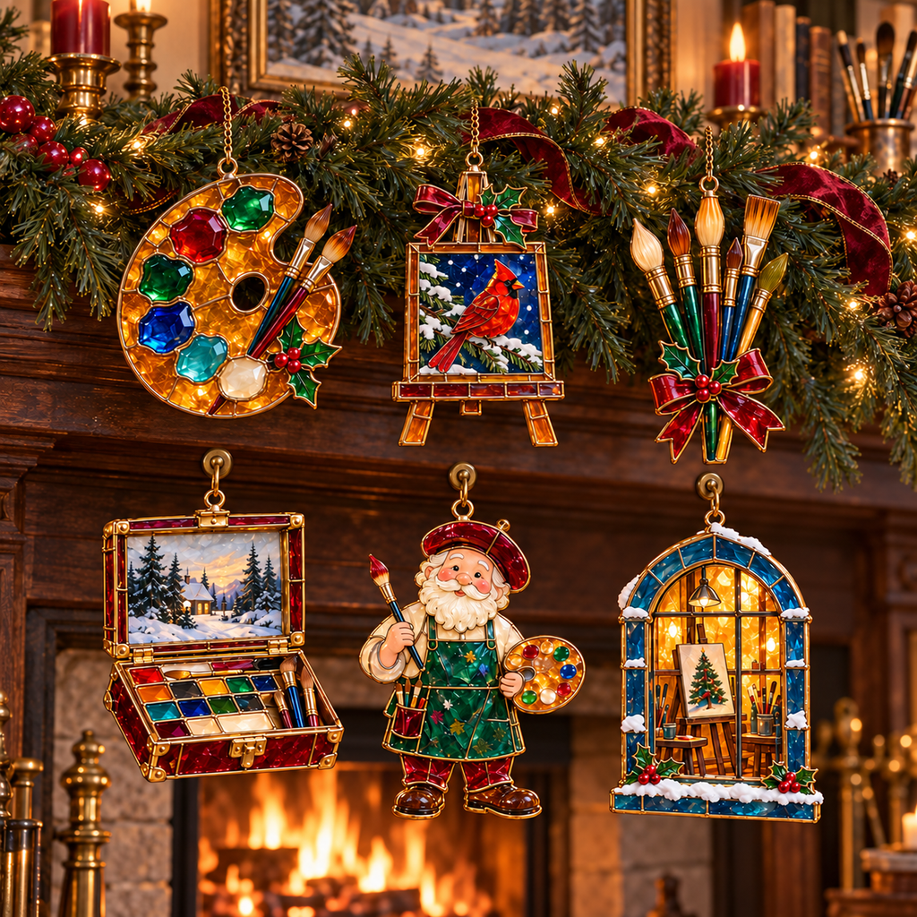 🎨 2026 Christmas Artist Ornaments – Set of 6 Creative Holiday Keepsakes