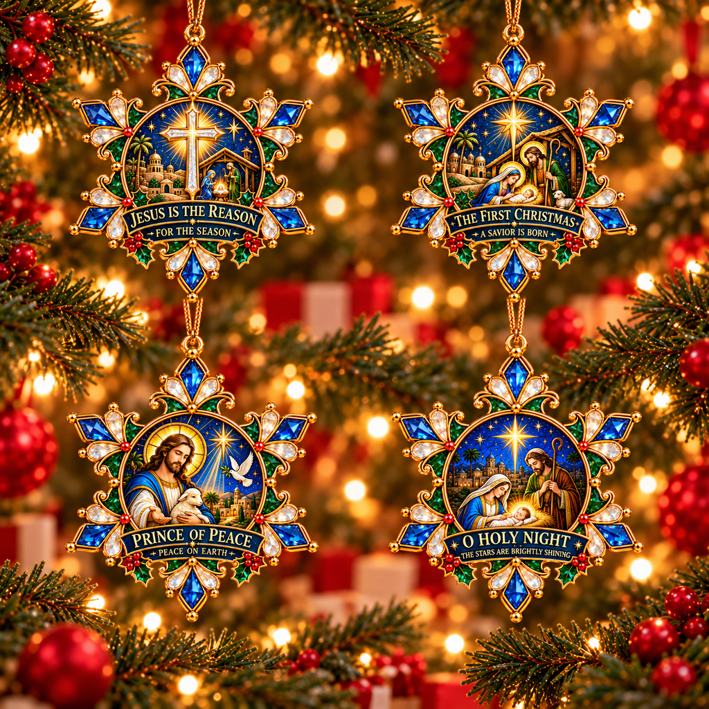 ✝️ Jesus Christmas Snowflake Ornaments