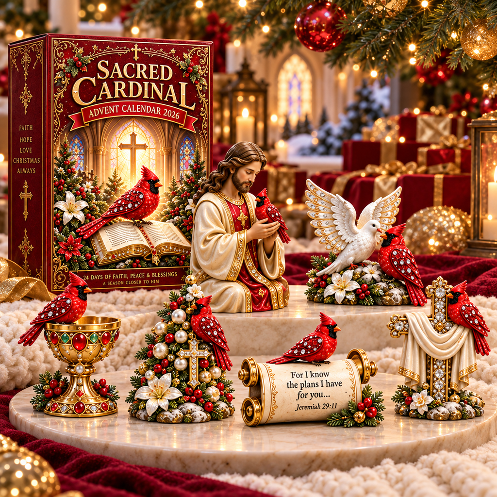 Sacred Cardinal Advent Calendar 2026 – 24 Christian Keepsake Figurines of Faith, Hope & Christmas Blessings
