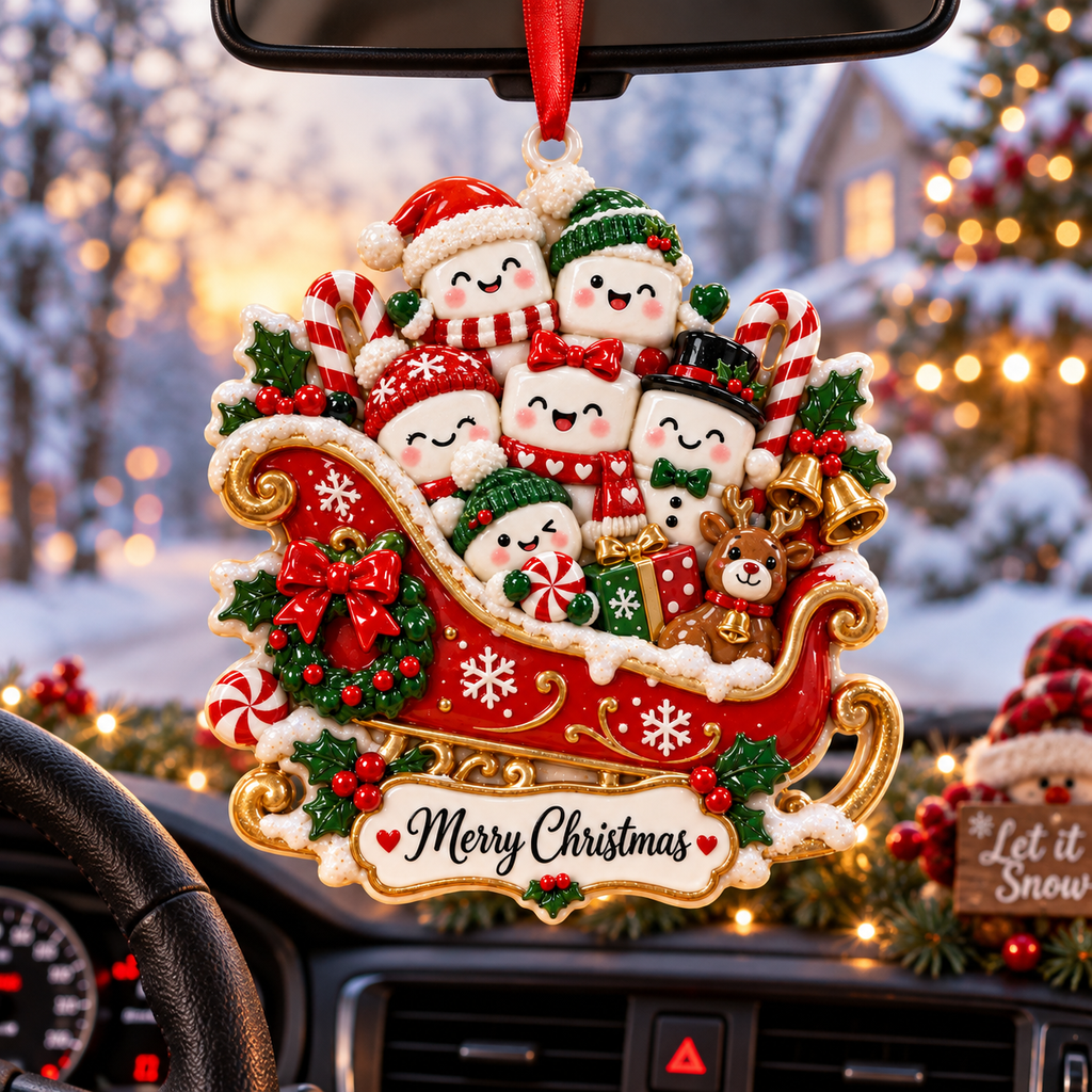 Christmas Marshmallow Family Sleigh Ornament - image 7
