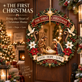 ✨ The First Christmas Nativity Wooden Door Wreath