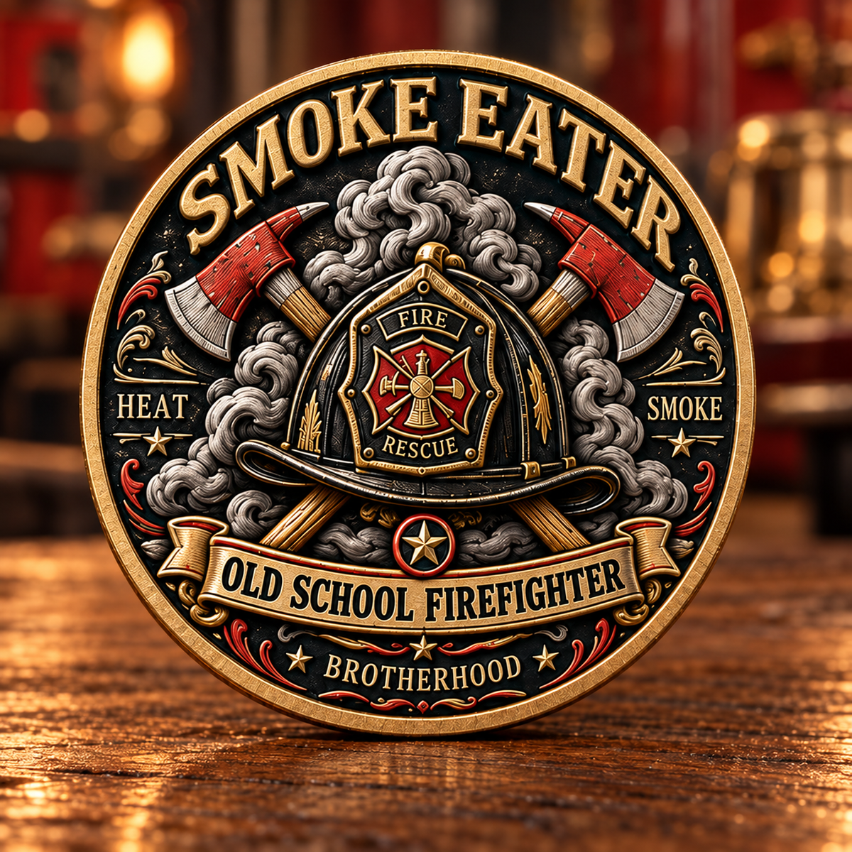 🔥 Smoke Eater Old School Firefighter Challenge Coin